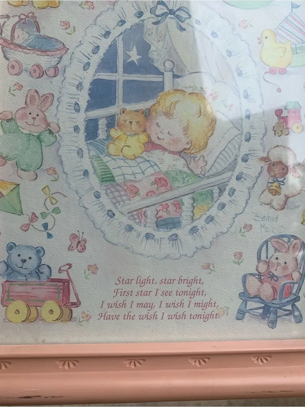 Vintage Star Light Star Bright Verse Poem Print Picture Frame Nursery Baby Art